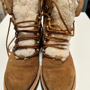 Marc Fisher Brown Suede Lace-Up Boots